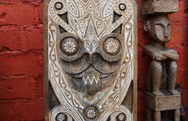 Csoport Különböző Balinéz Fából Készült Szobrok Művészeti Kézműves Turisztikai Piacon — Stock Fotó