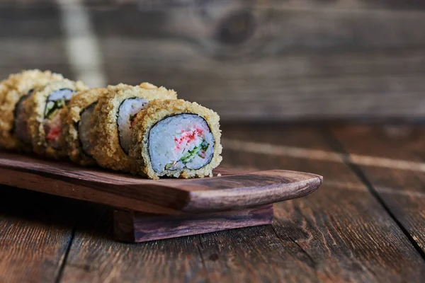 Estilo Comida Tradicional Japonesa Rollos Sushi Tempura Hechos Anguila Ahumada — Foto de Stock