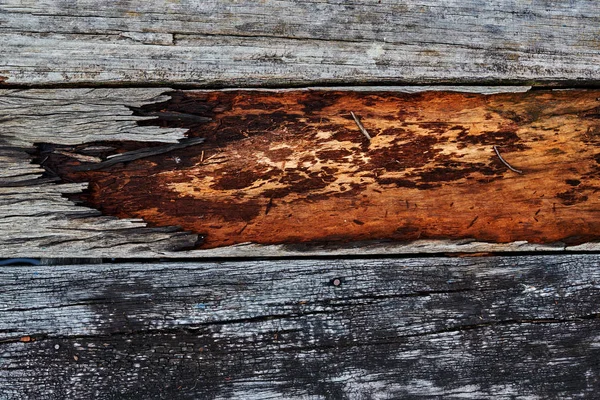 老木板上腐烂的烂洞 木质背景 — 图库照片