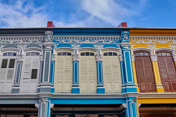 Colorido Estilo Colonial Detalhes Fachada Construção — Fotografia de Stock