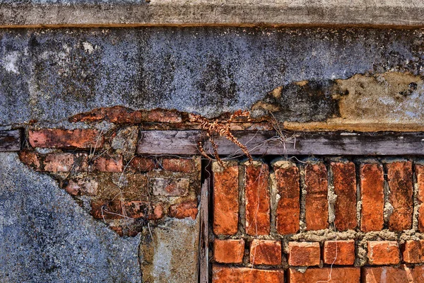 Анотація Старої Цегляної Стіни Міська Текстура Червона Цегляна Стіна Пошкодженою — стокове фото