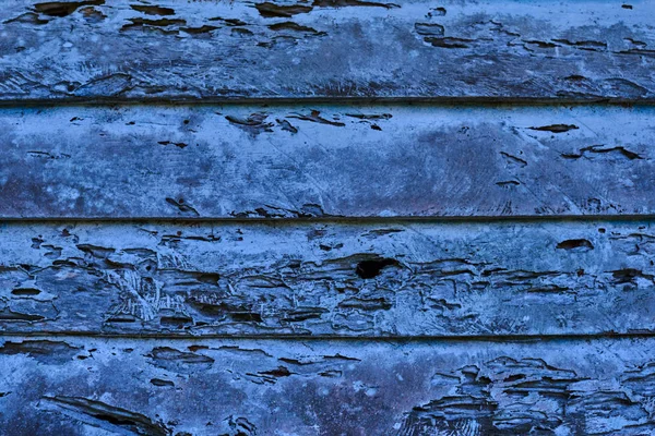 Bright Blue Color Close Shot Heavily Weathered Exterior Wall Broken — Stock Photo, Image