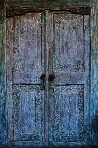 Decoração Porta Escultura Madeira Ornamental Esculpir Arte Porta Entrada Cinza — Fotografia de Stock