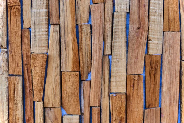 Drewniany Klocek Ułożone Jak Ściana Podłoże Drewniane Vintage Złom Drewniane — Zdjęcie stockowe