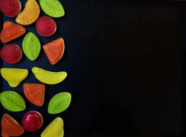 다채로운 젤리와 마멀레이드 평면도 — 스톡 사진