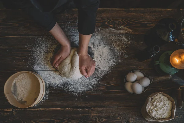 Kroki Tworzenia Gotowanie Ciasto Ingridients Mieszanie Składników Mąkę Jajka Olej — Zdjęcie stockowe
