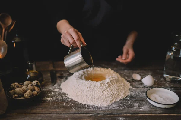 Руки Працюють Приготуванням Тіста Рецепт Хліба Піци Або Пирога Роблять — стокове фото