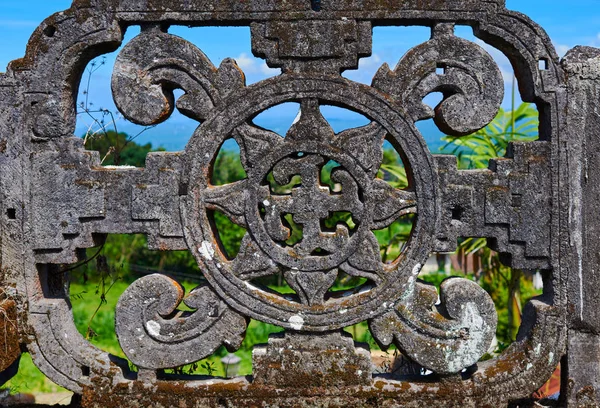Прекрасный Вид Древнюю Каменную Резьбу Храма Острове Бали Балийский Индуистский — стоковое фото