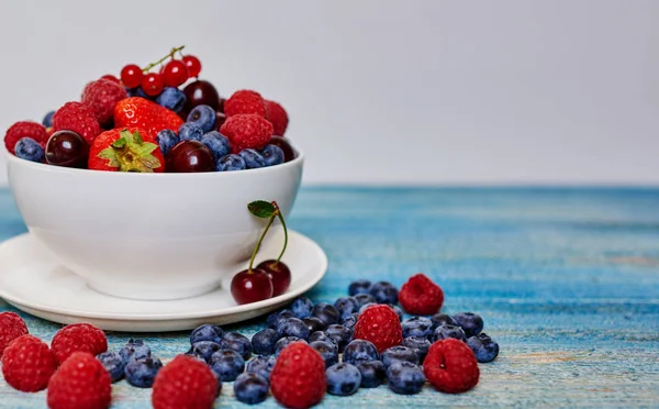 Ernährung Gesunde Gemischte Beeren Schüssel Gesundes Frühstück Gewichtsverlust Konzept — Stockfoto