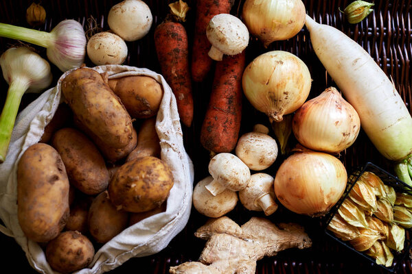 fresh vegetables imported from ecologically clean regions are sold at the fair, housewife prepared vegetables for sale, vegetables non-GMO