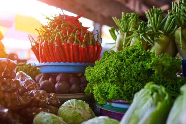 Colorful Fruits Vegetables Marketplace Bright Summer Background Healthy Vegetables Food Stock Photo