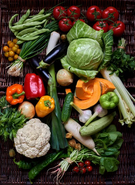 Composition Fresh Vegetables Laid Out Table — Stock Photo, Image