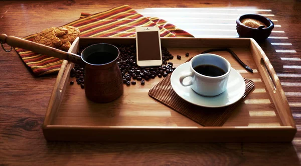 Colazione Stata Servita Nel Caffè Insolito Servita Con Una Tazza — Foto Stock