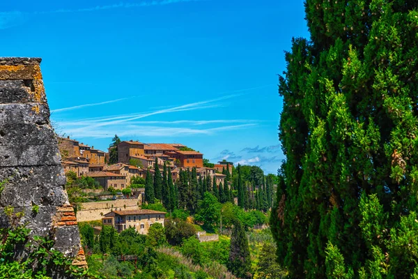 Toskana Nın Tam Kalbinde Kale Duvarından Talya Nın Montepulciano Ortaçağ — Stok fotoğraf