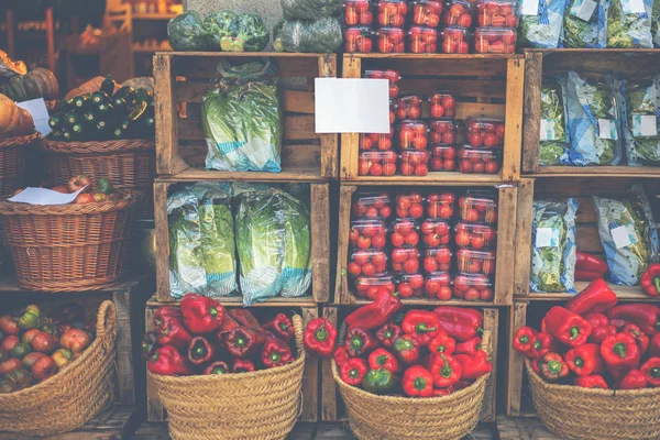 Zöldségállvány Hagyományos Piacon Velencében Olaszországban Őszi Bio Zöldségek Bio Egészséges — Stock Fotó
