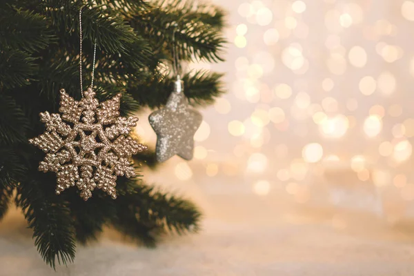 Noel Yeni Yıl Tatil Arka Plan Parıldayan Işıklar Selecnive Odak — Stok fotoğraf