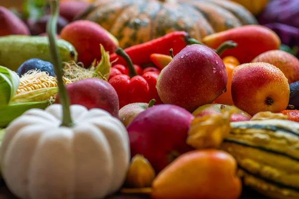 Friss Gyümölcsök Zöldségek Egészségre Hasznos — Stock Fotó