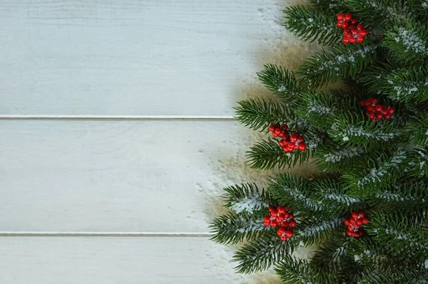 Sfondo Natalizio Biglietto Auguri Con Rami Albero Natale Decorazione Palline — Foto Stock