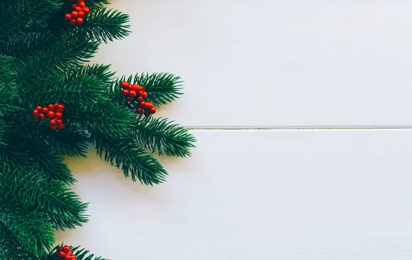 Fundo Natal Para Cartão Saudação Com Galhos Árvore Natal Decoração — Fotografia de Stock