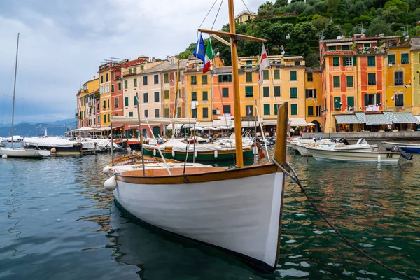 Portofino Olaszország Színes Házak Jachton Little Bay Harbor Liguria Genova — Stock Fotó
