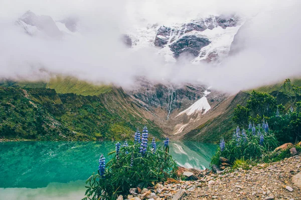 Jezioro Humantay Peru Górze Salcantay Andach 5473M — Zdjęcie stockowe