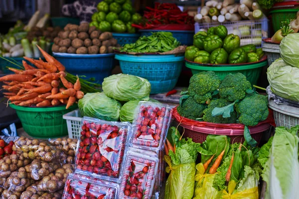 Fresh Organic Vegetables Farmers Market Klang Malaysia Stock Photo