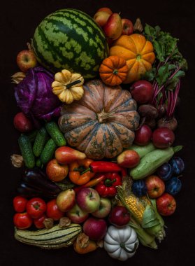 Çeşitli organik sebzelerle kompozisyon. Detoks diyeti.