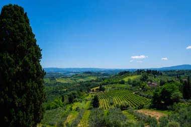 Toskana montepulciano, İtalya duvarlarından görülen manzara.