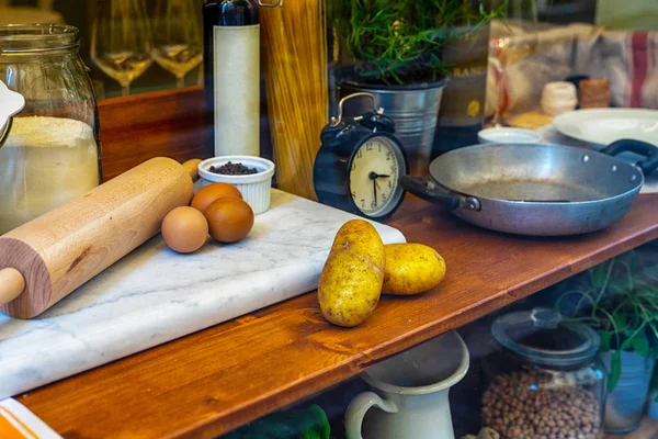 Винтажная Кухня Витрина Перед Итальянским Рестораном — стоковое фото