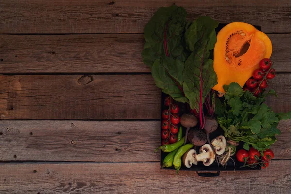 Осень Осень День Благодарения Органическая Еда Сбор Свежих Овощей Старом — стоковое фото