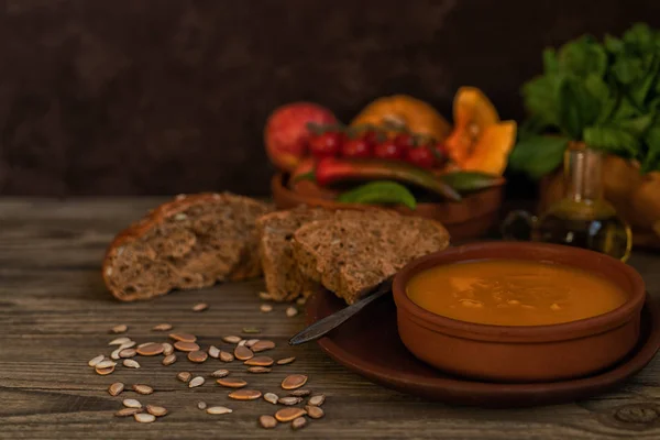 Овочевий Вершковий Суп Інгредієнти Концепція Здорового Харчування Або Вегетаріанської Їжі — стокове фото