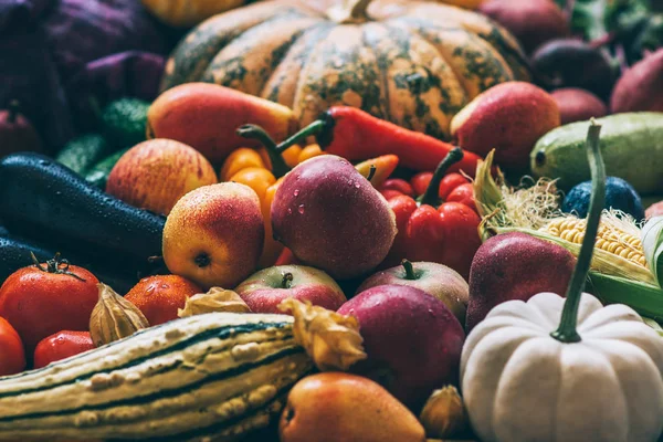 调色水果和蔬菜 有机健康的饮食理念 色调图像 — 图库照片