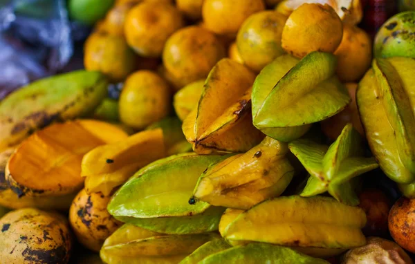 Aziatische Markt Exotisch Fruit Fruitrij — Stockfoto