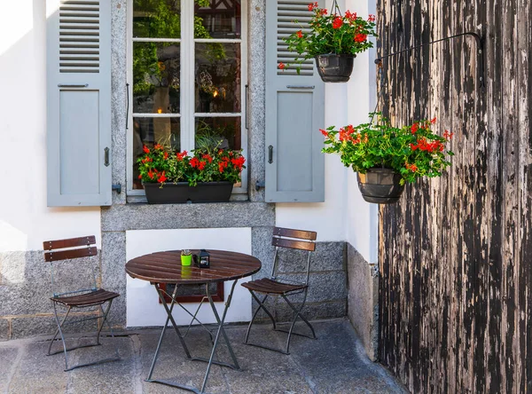 Vista Tipica Delle Strade Hamonix Con Tavoli Piccolo Caffè Hamonix — Foto Stock