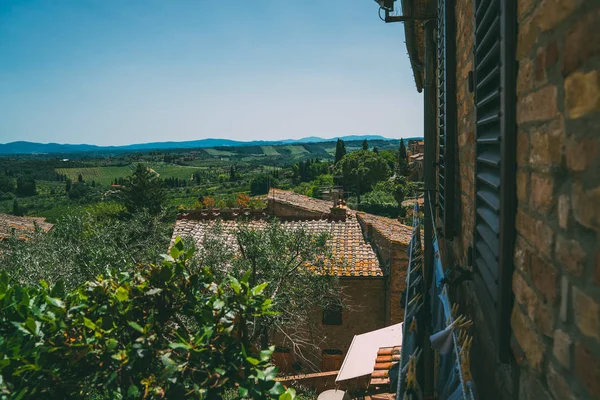 Toskana Nın Tam Kalbinde Kale Duvarından Talya Nın Montepulciano Ortaçağ — Stok fotoğraf