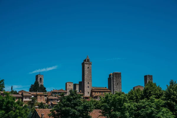 Ciudad San Gimignano Skyline Torres Medievales Sobre Fondo Del Cielo — Foto de Stock