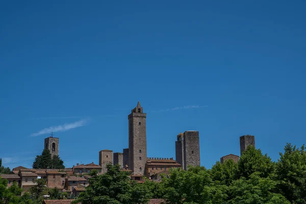 Ciudad San Gimignano Skyline Torres Medievales Sobre Fondo Del Cielo — Foto de Stock