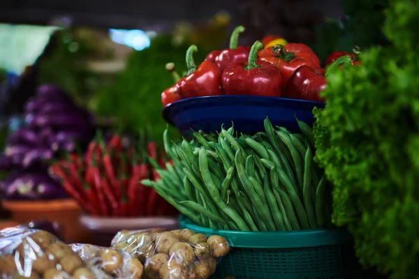 Βιολογικά Λαχανικά Διαφορετικών Από Αγορά Αγροτών Υγιή Τοπική Αγορά Τροφίμων — Φωτογραφία Αρχείου