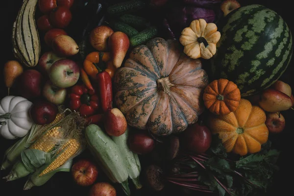 Assortimento Frutta Verdura Fresca Composizione Con Frutta Verdura Cruda Biologica — Foto Stock