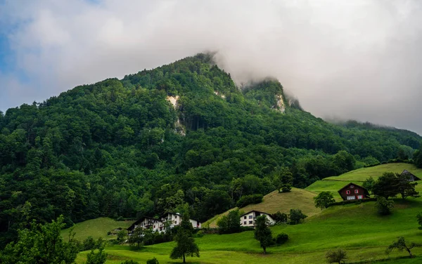 Montañas Paisaje Hermosa Vista Las Montañas Suizas Montañas Azules Brumosas — Foto de Stock