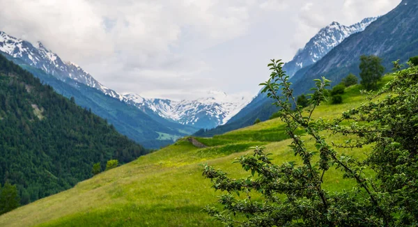 Landelijk Uitzicht Prachtige Zwitserse Alpen Kanton Wallis Zwitserland Schilderachtig Alpendorp — Stockfoto