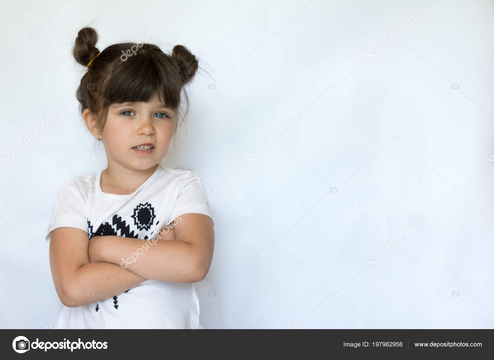 Cool Little Kid Posing White Background Young Year Old Girl
