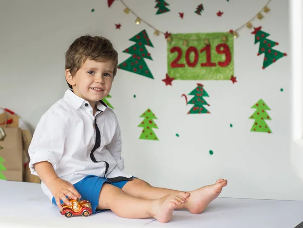 Christmas Skål Härlig Känslomässiga Uppriktiga Kid Nyår Dekorationer Jul Och — Stockfoto