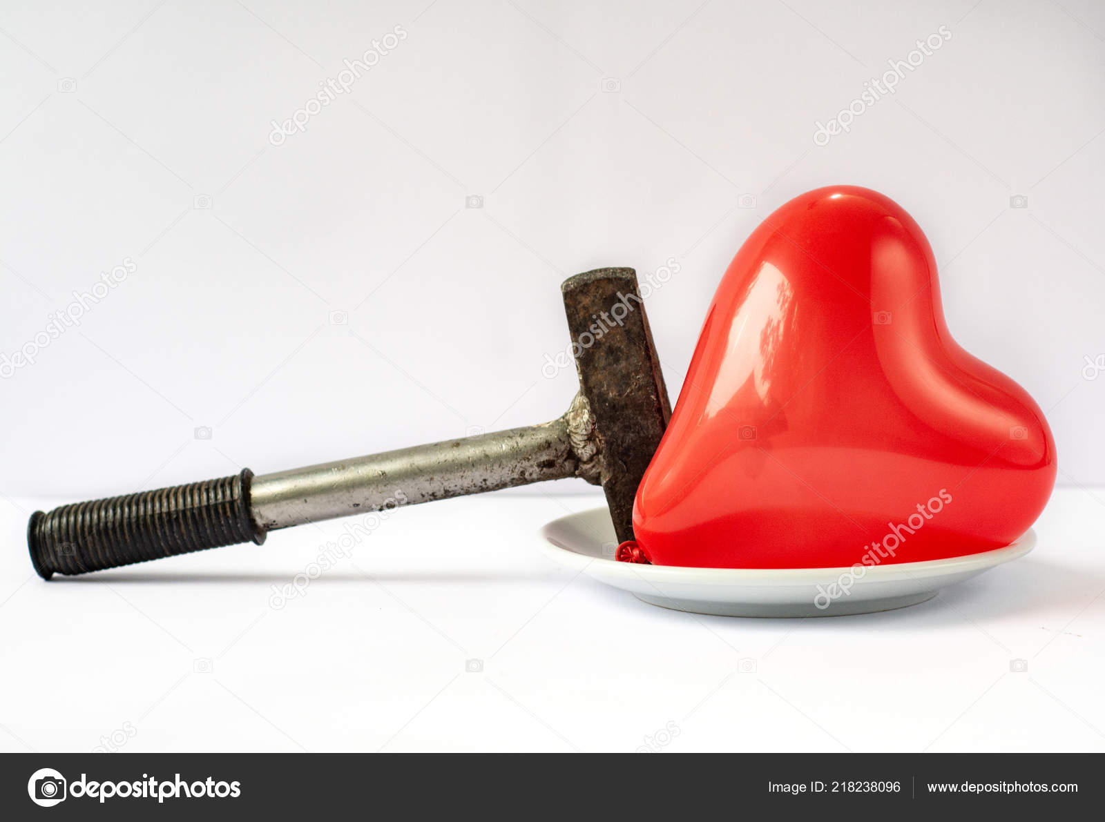 Red Heart Hammer Broken Heart One Sided Love Concept Stock Photo