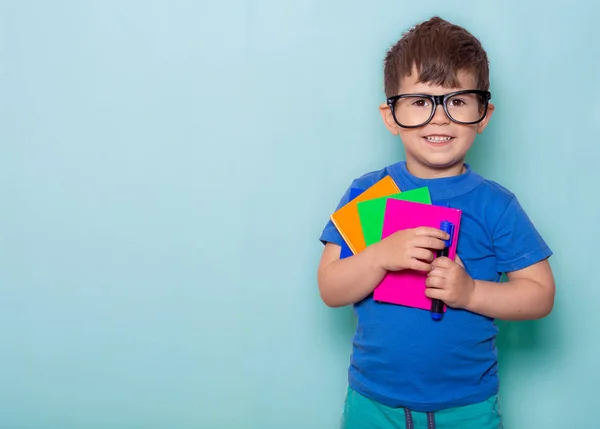 Kind Bereit Für Die Schule Nettes Schlaues Kind Mit Brille — Stockfoto