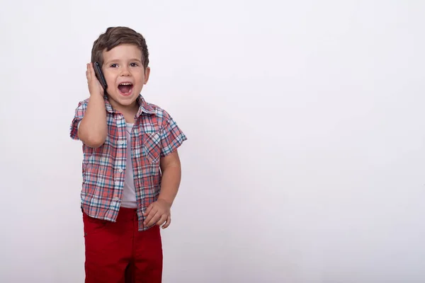 Niños Tecnología Concepto Comunicación Por Internet Sonriente Chico Con Mensaje — Foto de Stock
