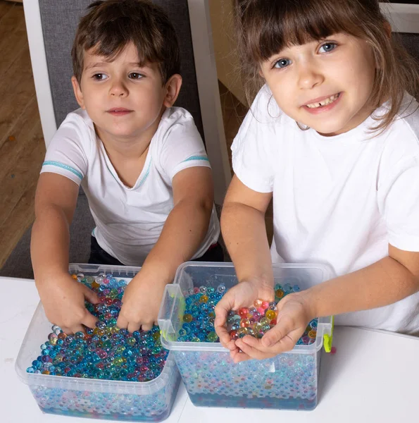 Children Playing Orbeez Orbeez Balls Sensory Water Beads Stock Photo