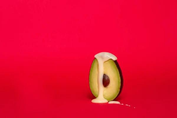 Avocado Condensed Milk Male Ejaculation Orgasm Abstract Sperm Man Premature — Stock Photo, Image