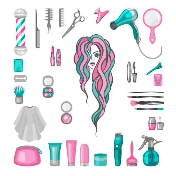 Kapsel Manicure Make Haar Kleuren Haarverzorging Styling Professionele Schoonheid Gereedschappen — Stockfoto