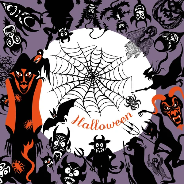 Una serie di illustrazioni vettoriali assortite per Halloween . — Vettoriale Stock